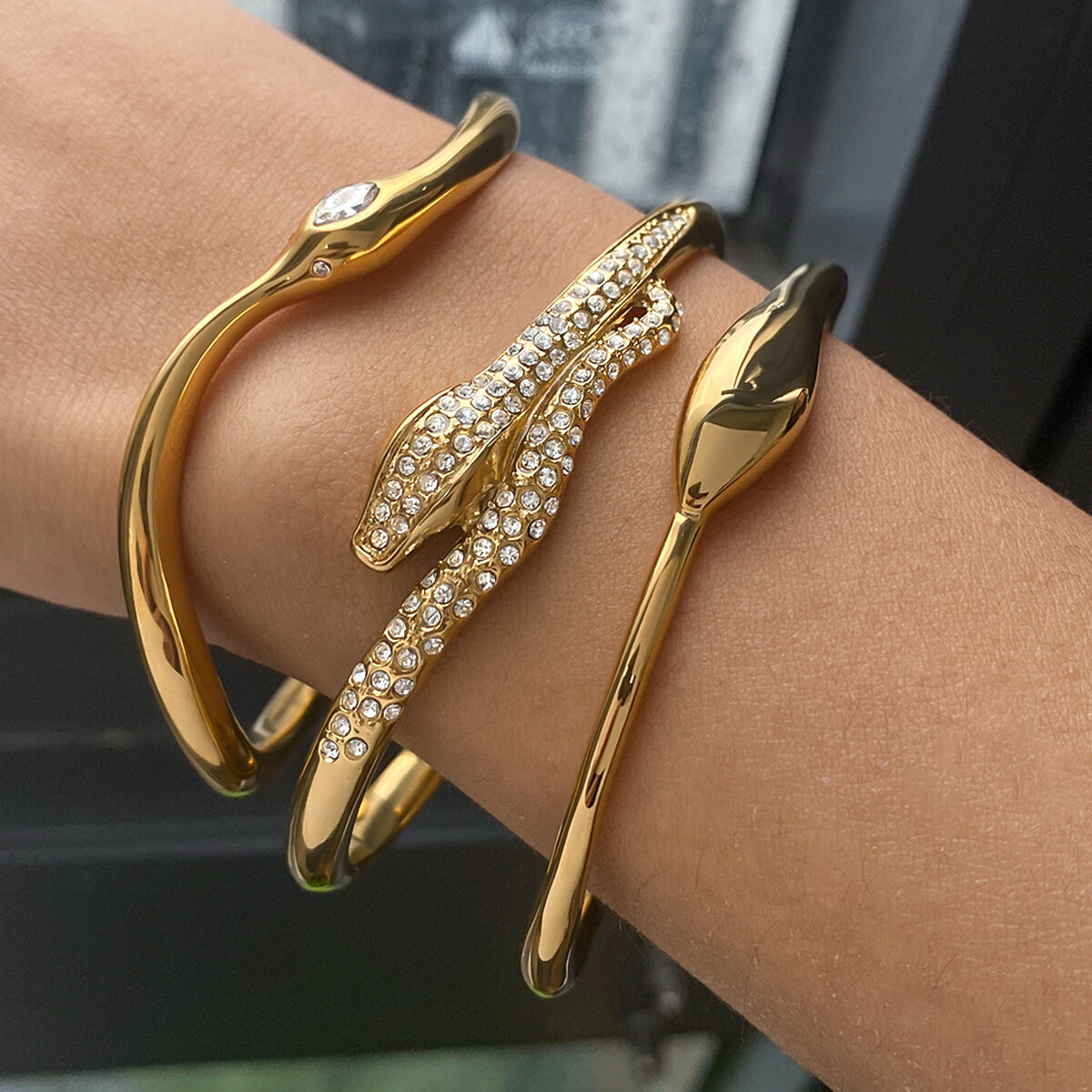 1 stuk retro roestvrijstalen waterdichte gouden armband in slangvorm voor dames