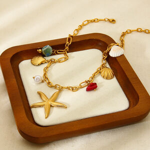 1 Piece Ocean Element Starfish Shell Stainless Steel Waterproof Pendant Necklace h5 Picture2
