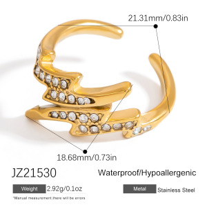 Designable Series Lightning Edelstahl Wasserdichte Statement-Ringe In Goldfarbe h5 Bild2