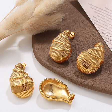 Drop Stainless Steel Gold Color Stud Earrings 2