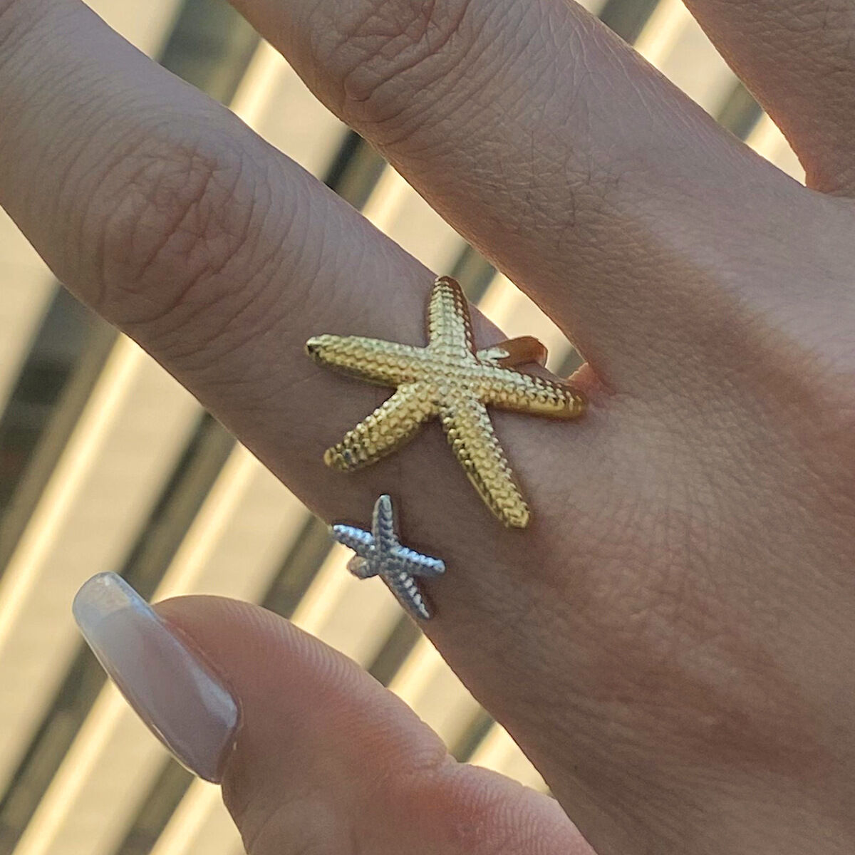 1 Piece Simple Series Natural Turtle Stainless Steel Waterproof   Gold Color  Women's Adjustable Rings h5 Picture5