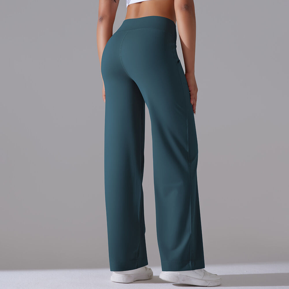 1 Piece Solid Colored High End Elastic Loose Casual Women's Sports Long Pants h5Picture4
