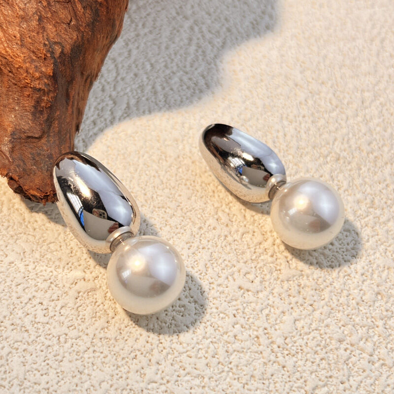 Classic Droplet Stainless Steel Waterproof Gold Color Stud Earrings 2