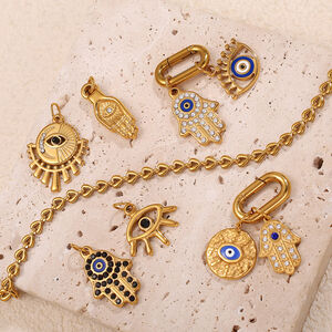 Delicate Figure Titanium Steel Gold Color Rhinestone Women's Pendants h5 Picture3