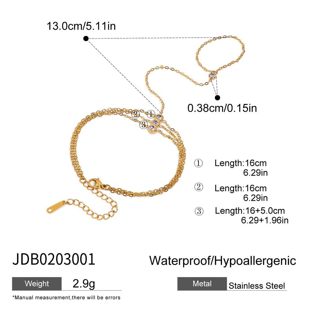 Pulseras de cadena de acero inoxidable color dorado resistentes al agua