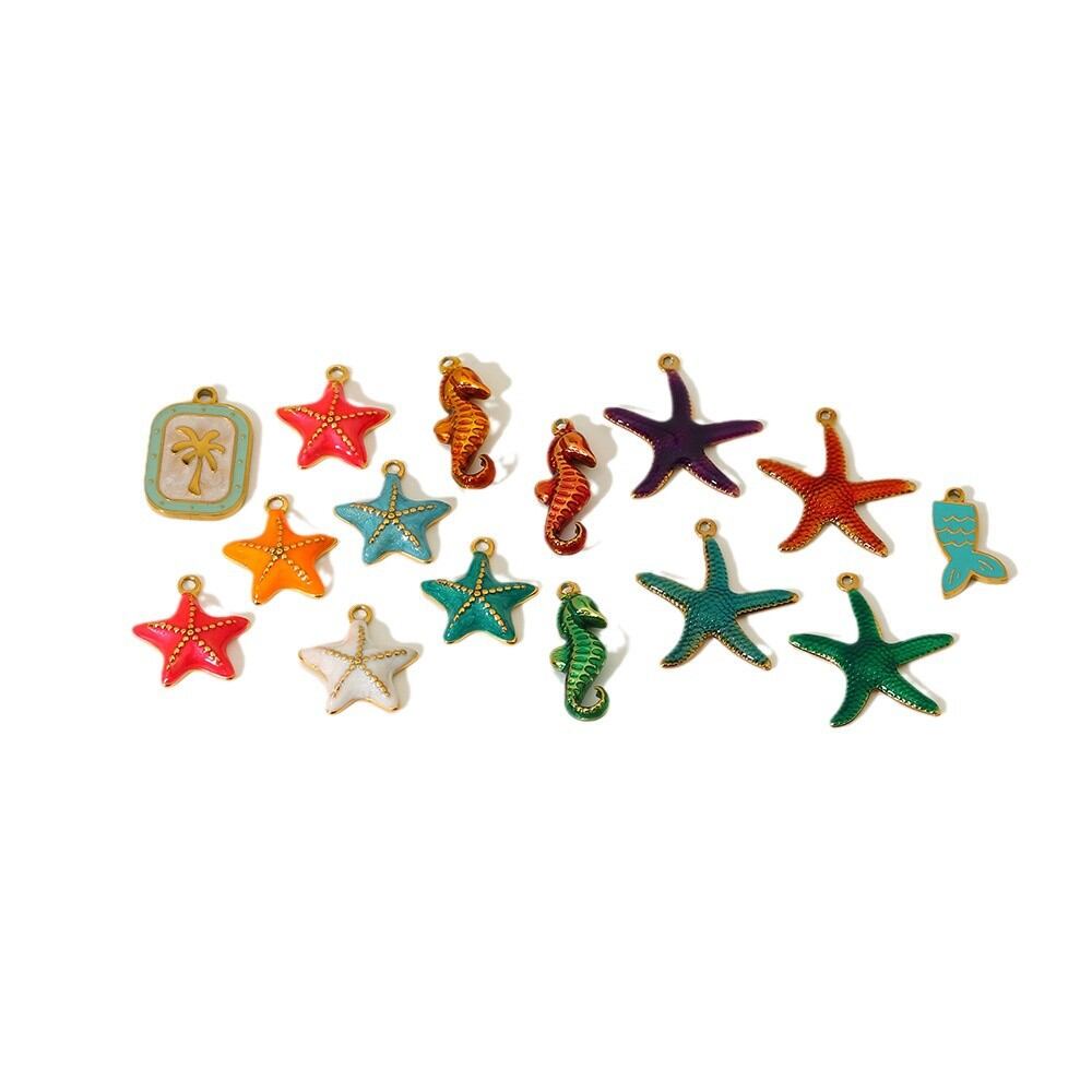 1 Piece Cute DIY Starfish Necklace Accessories Stainless Steel Waterproof Women's Pendant h5 Picture3