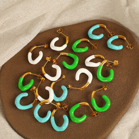 Colorful Stainless Steel Waterproof Hoop Earrings