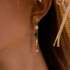 Oceanic Stainless Steel Waterproof Gold Color Drop Earrings h5 Picture5