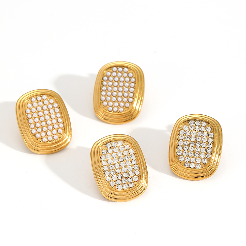 Luxurious Stainless Steel Waterproof Gold Color Stud Earrings Picture3