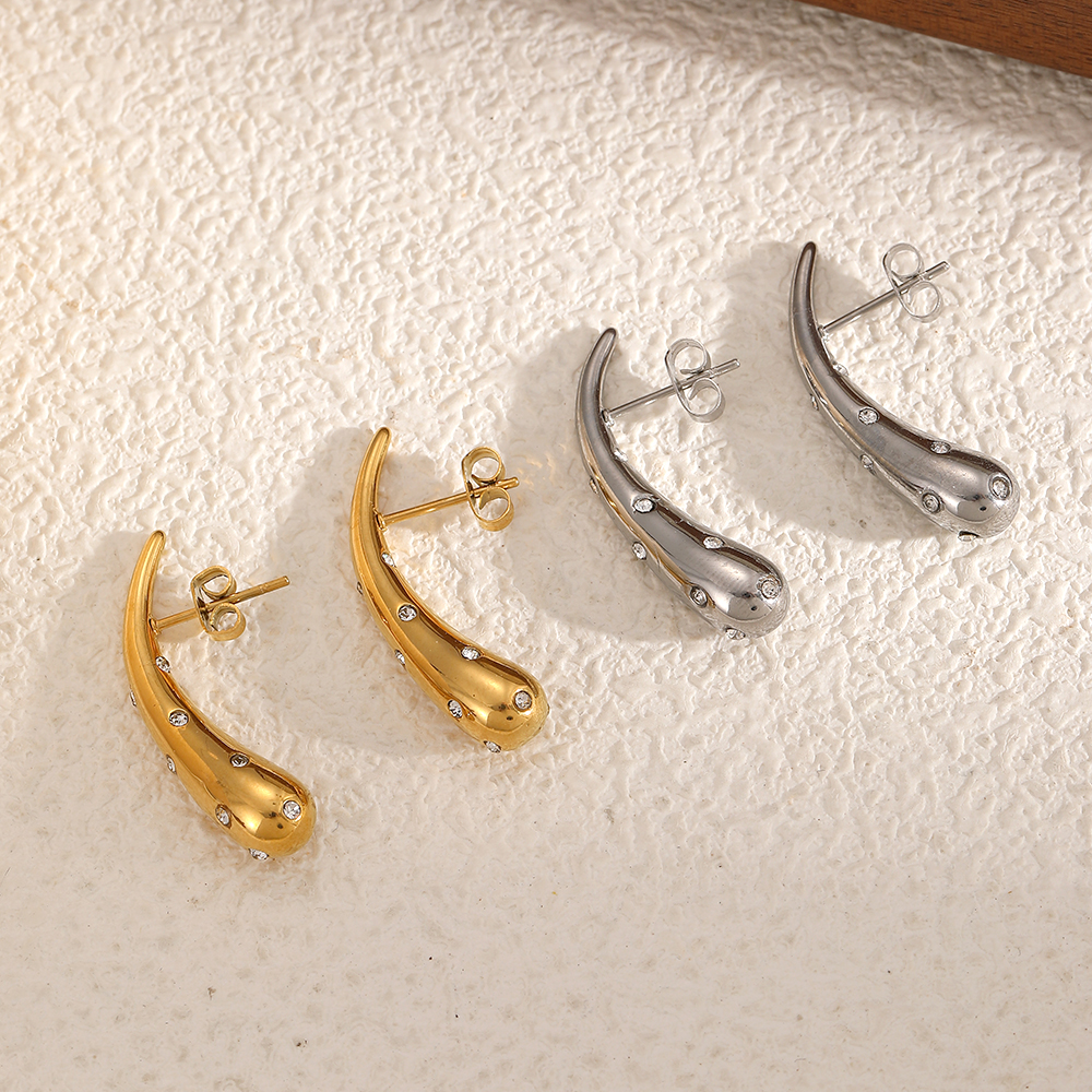 Drop Stainless Steel Waterproof Stud Earrings 2