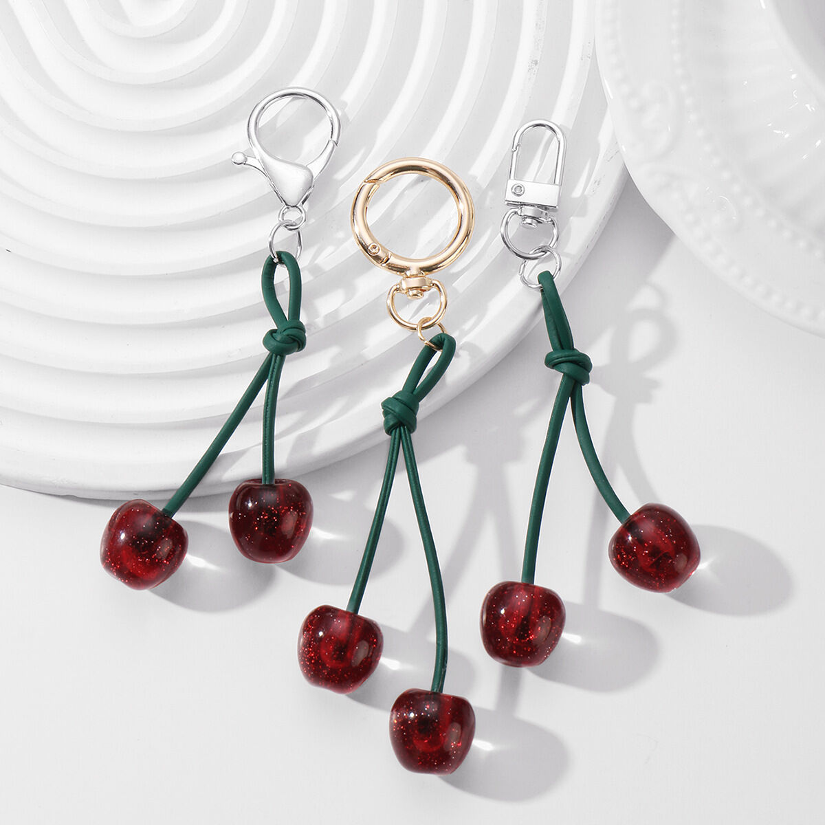 Leather Cherry Bag Charms 2