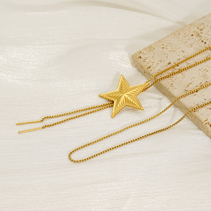 Star Stainless Steel Waterproof Gold Color Long Necklaces 2
