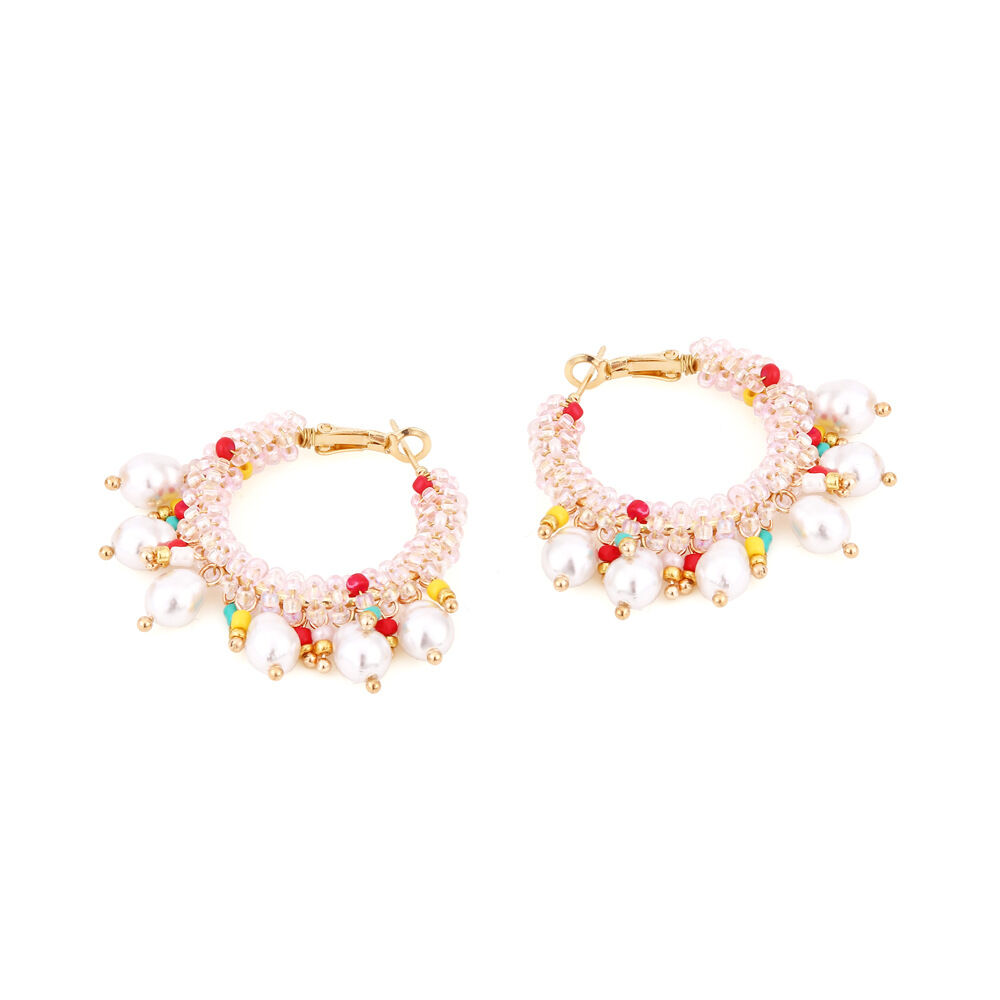 1 Pair Elegant Bead Twisted Pearl Beads Earrings 2