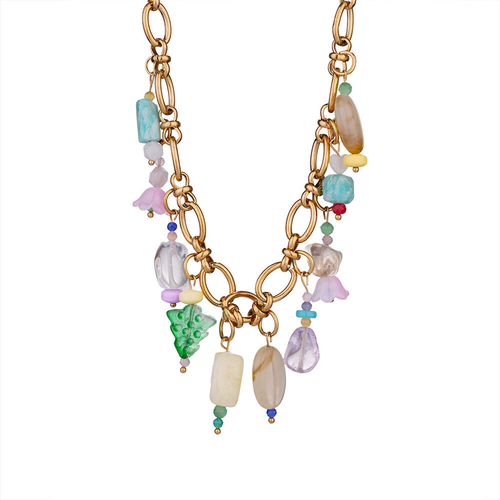 Colliers pendentifs pour femmes en acier inoxydable, pierre naturelle irrégulière et étanche, couleur or h5 Image7