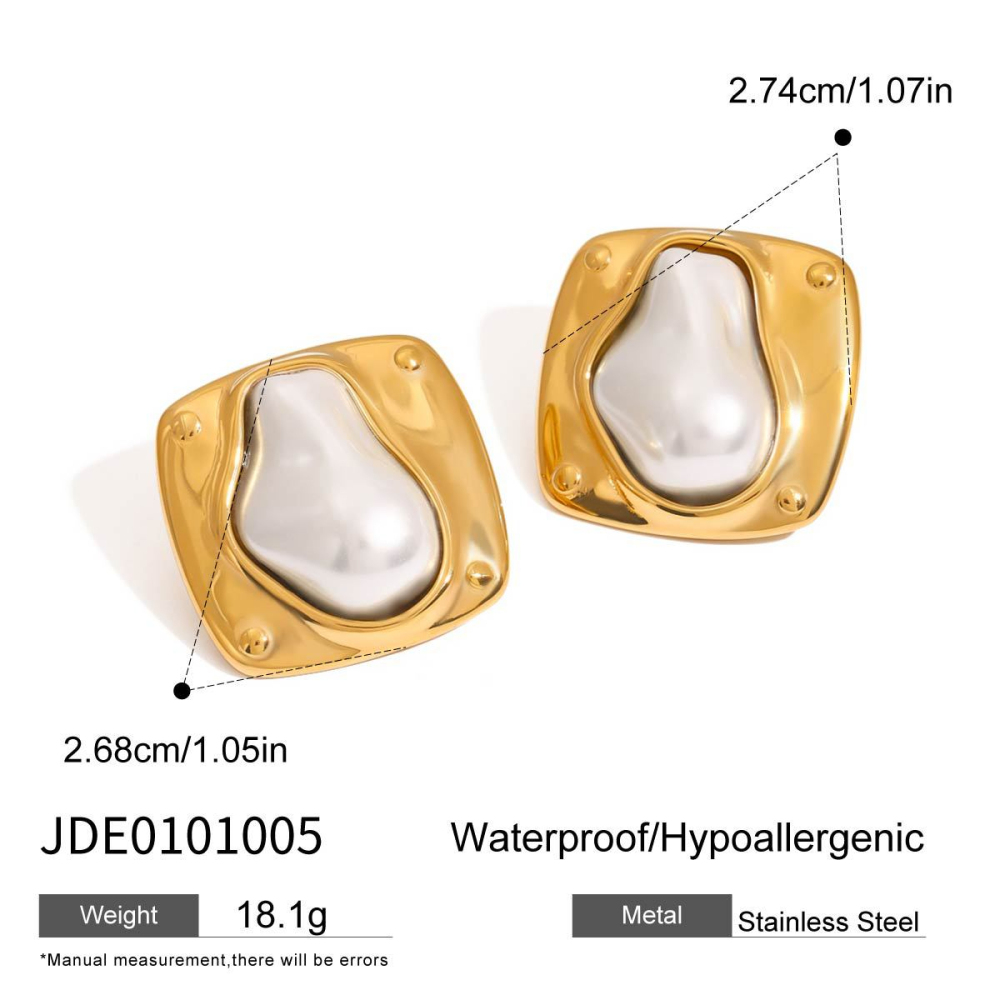 Eleganti Orecchini A Bottone In Acciaio Inossidabile Color Oro Impermeabili h5Immagine2