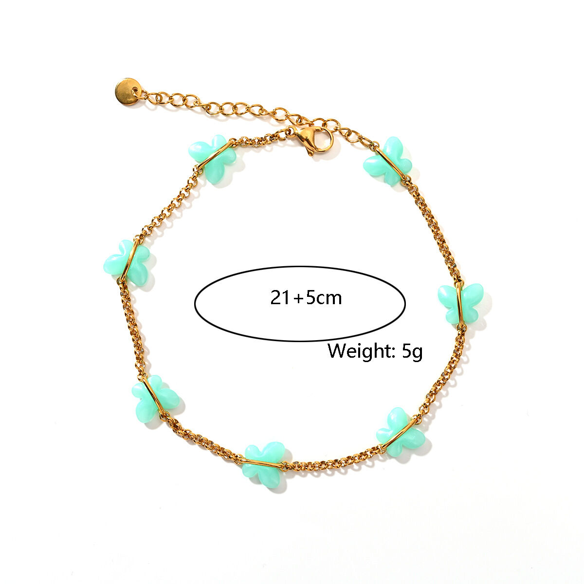 Romantic Sweet Butterfly Stainless Steel Waterproof Gold Color Women's Anklets h5 Picture2