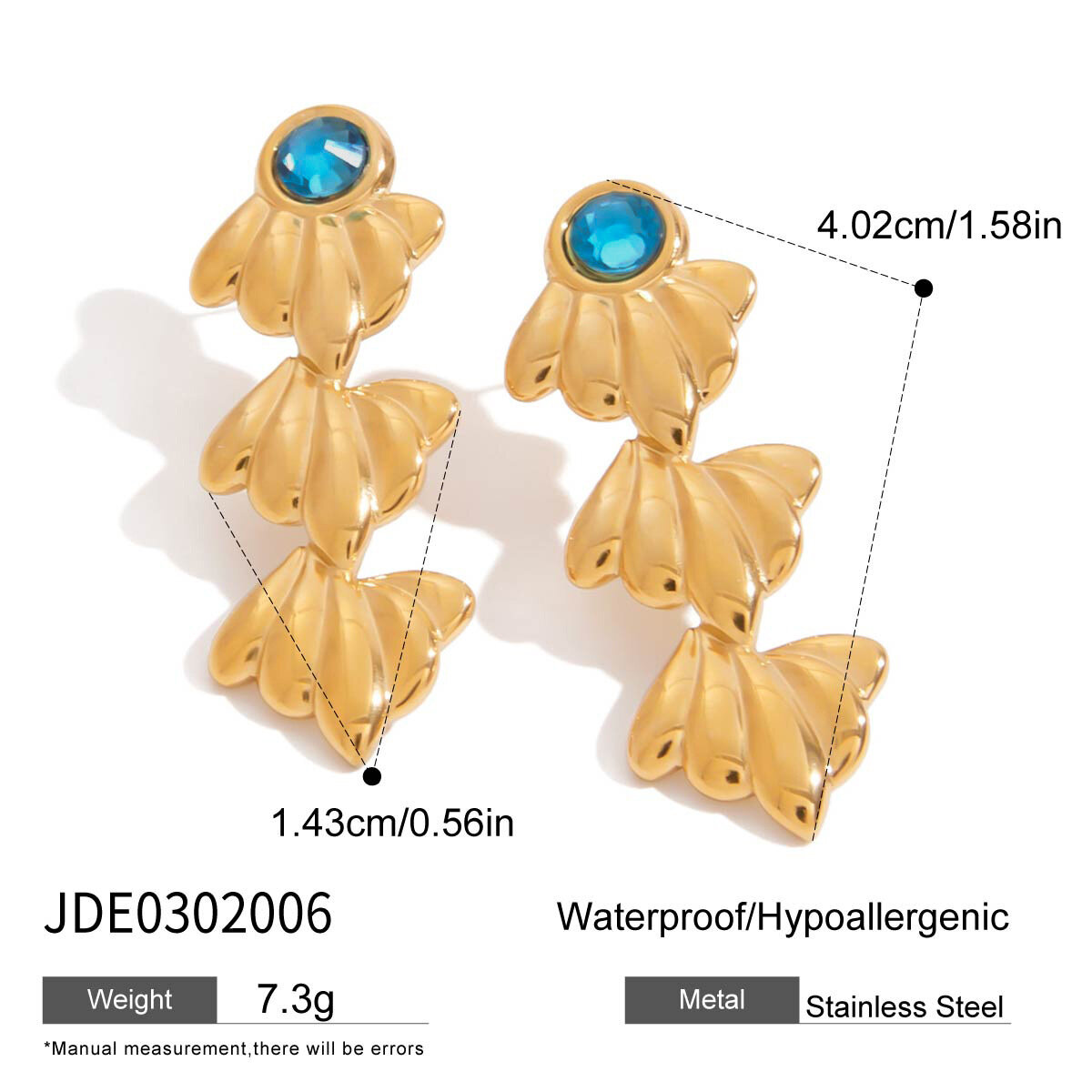 Pendientes y anillo colgantes de estrella de mar de acero inoxidable, color dorado, resistentes al agua h5 Imagen2