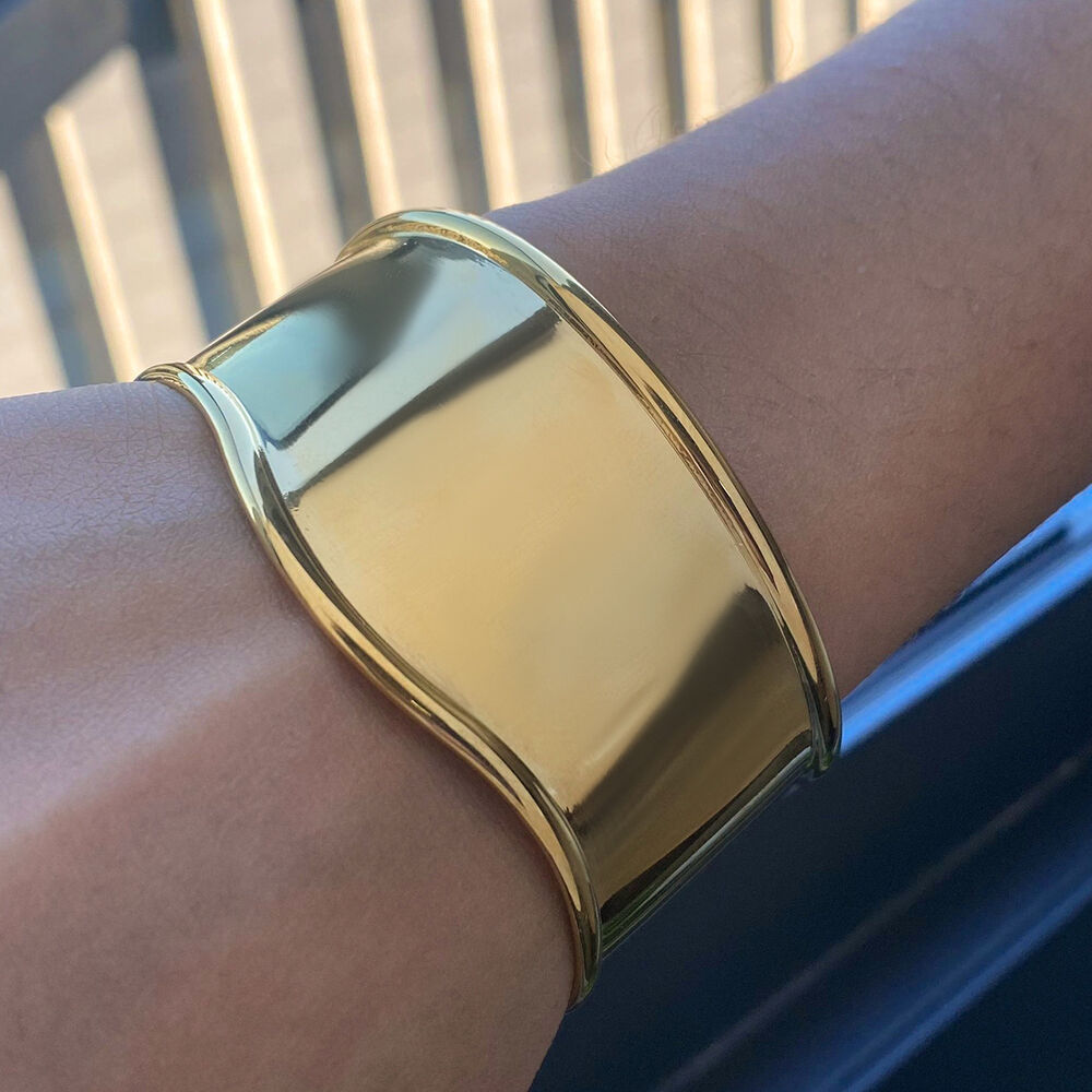 braccialetti da donna in acciaio inossidabile color oro, serie semplice, stile , 1 pezzo h5Immagine4
