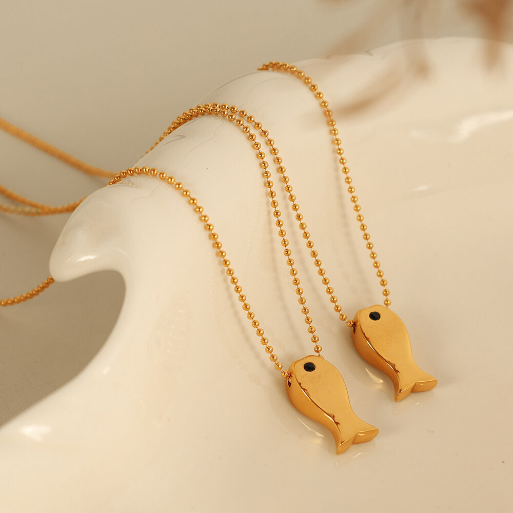 Schattige vis titanium stalen gouden hanger kettingen 2