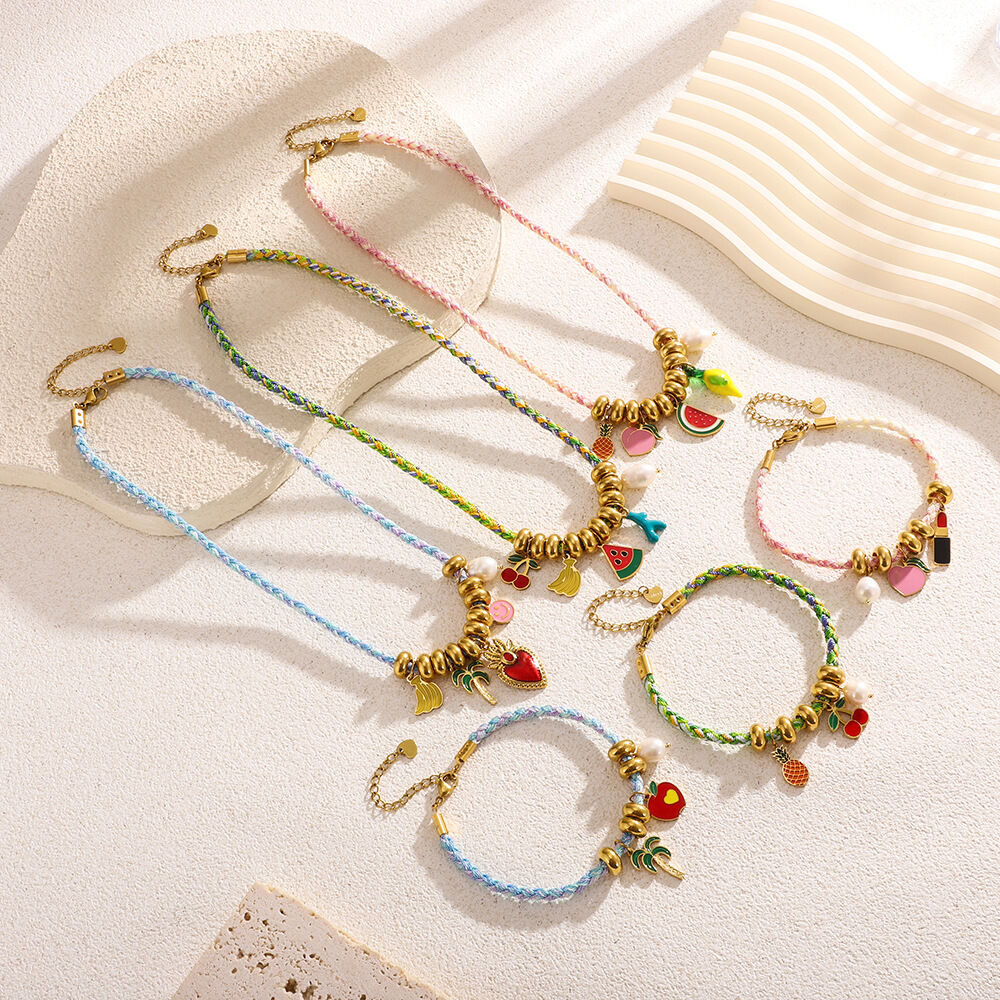 Tropical Fruits Vacation Stainless Steel Waterproof Gold Color Women's Pendant Necklaces