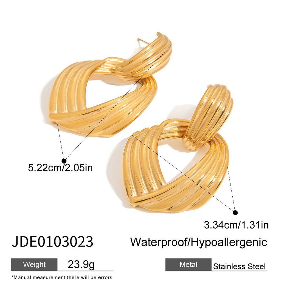 style geometric stainless steel gold color drop earrings