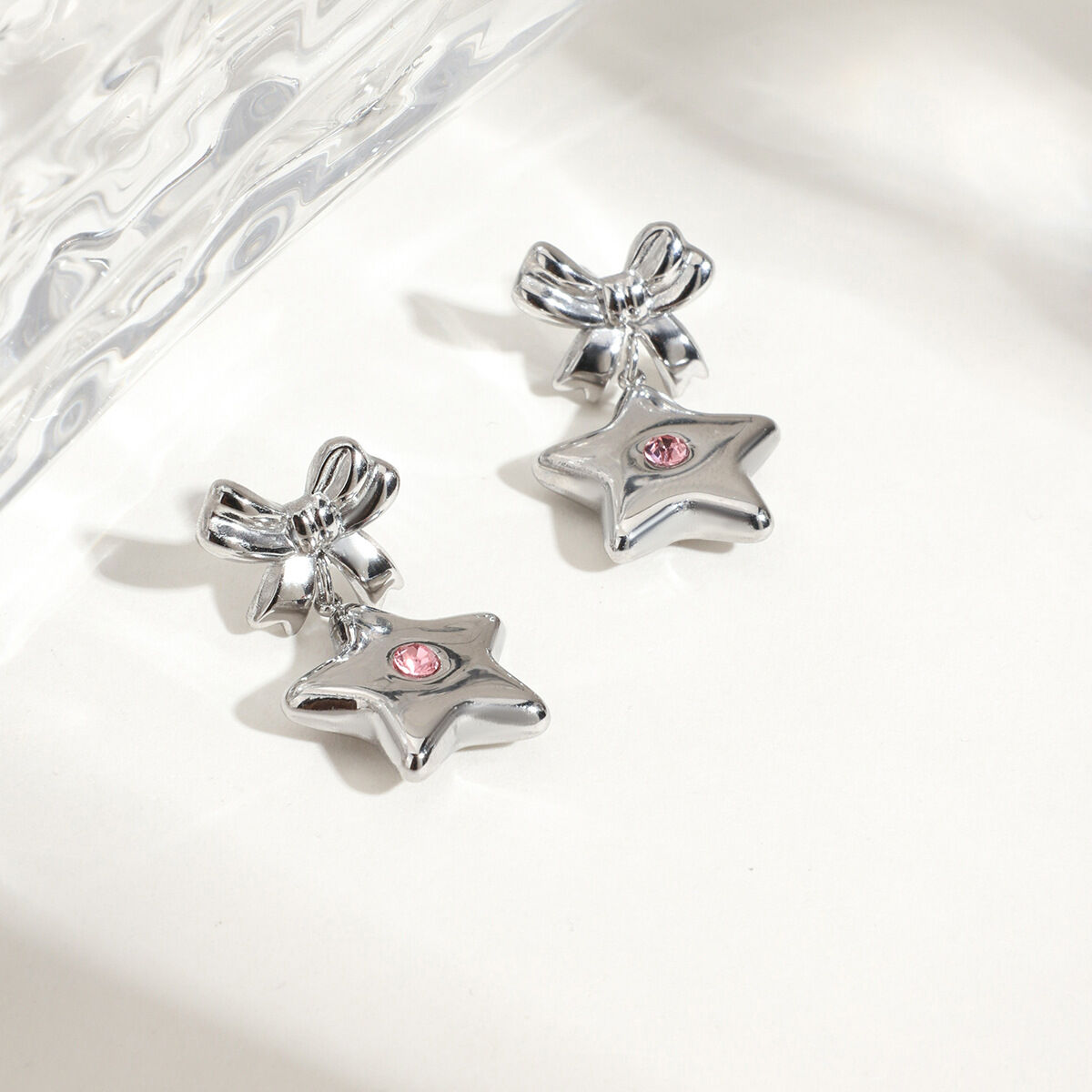 Sweet and Cool Style Star Stainless Steel Waterproof Drop Earrings 2
