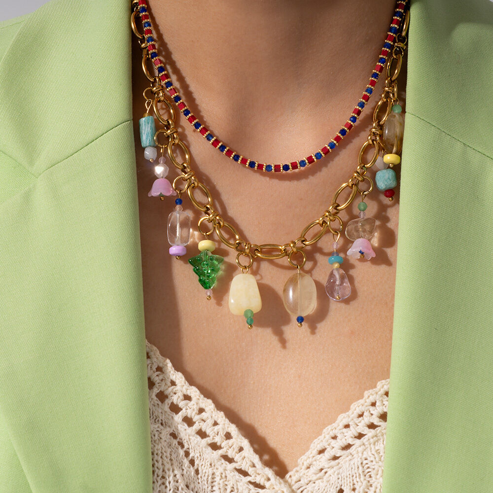 Colliers pendentifs pour femmes en acier inoxydable, pierre naturelle irrégulière et étanche, couleur or h5 Image5