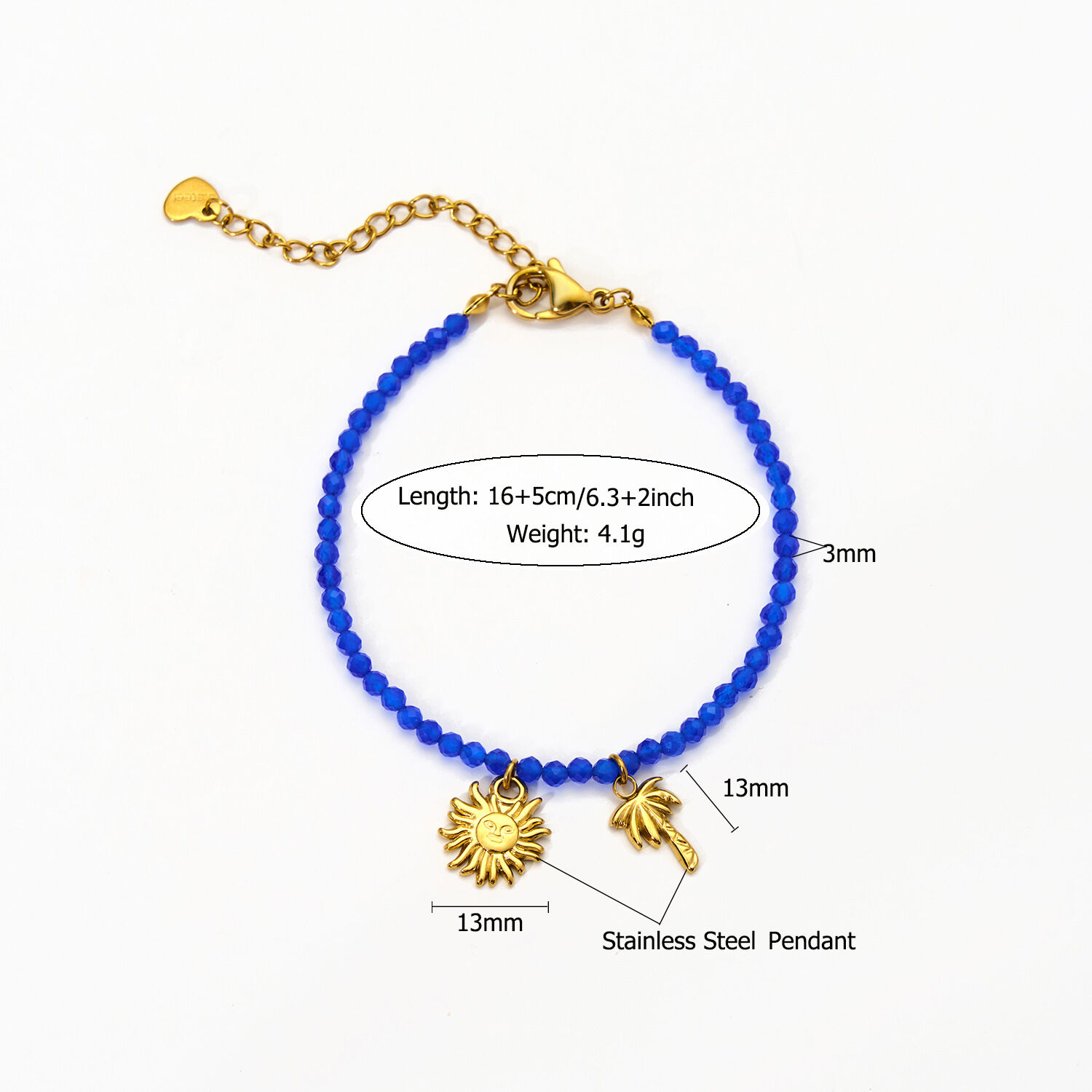 Vivid Fruits Stainless Steel Waterproof Gold Color Women's Charm Bracelets Picture2