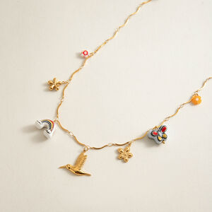 Collar con colgante de acero inoxidable dorado resistente al agua con diseño de arcoíris dulce h5 Imagen6