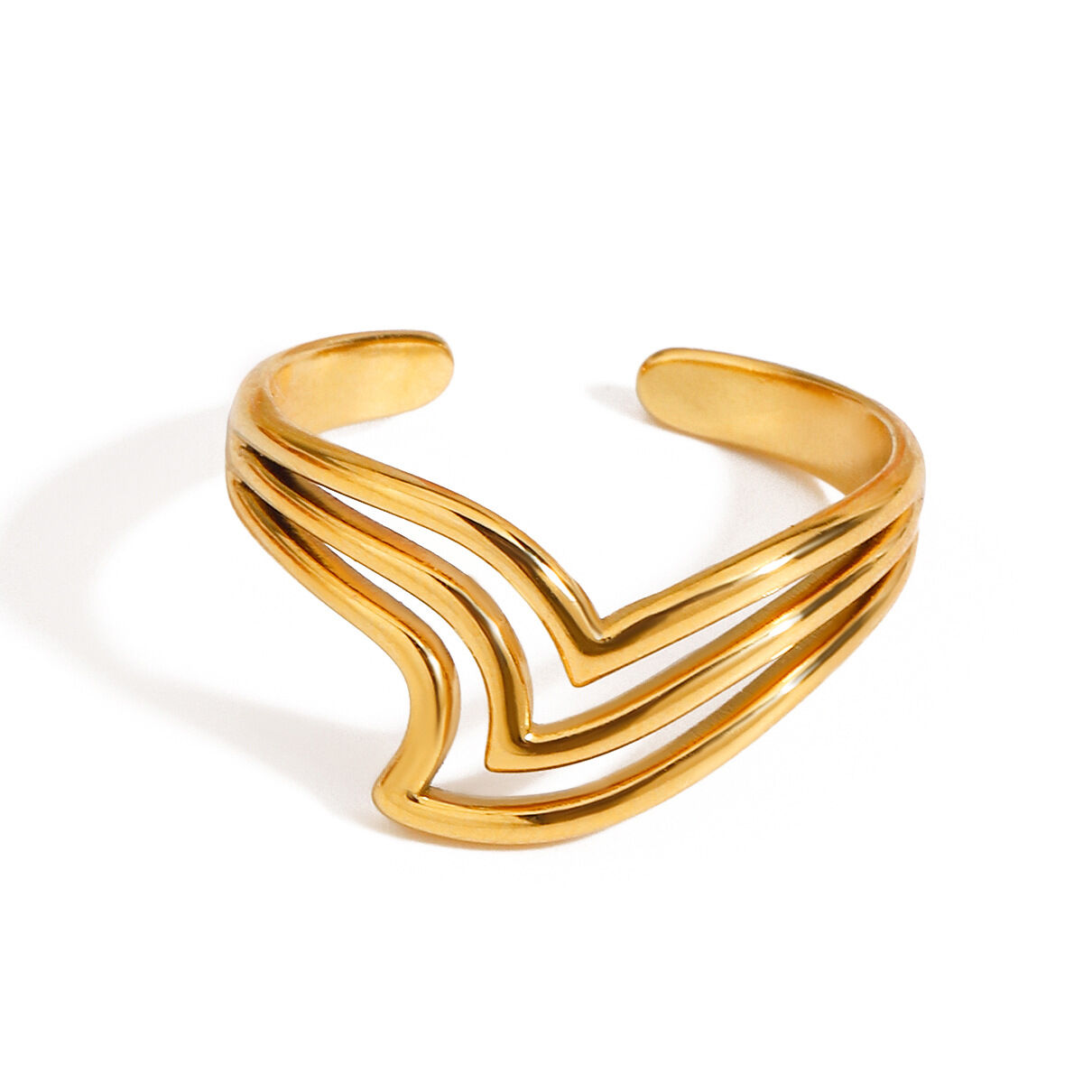 Stainless Steel Waterproof Gold Color Minimalist Rings