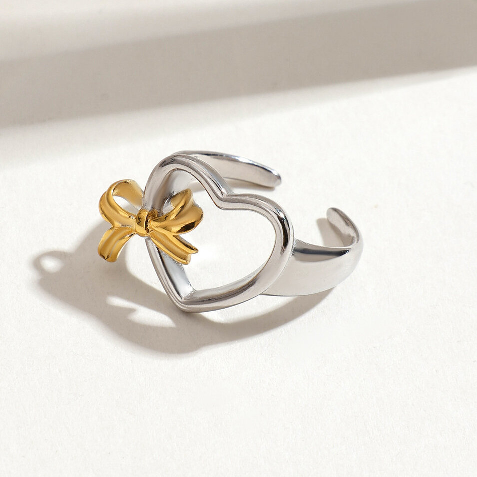  style heart stainless steel gold color statement rings