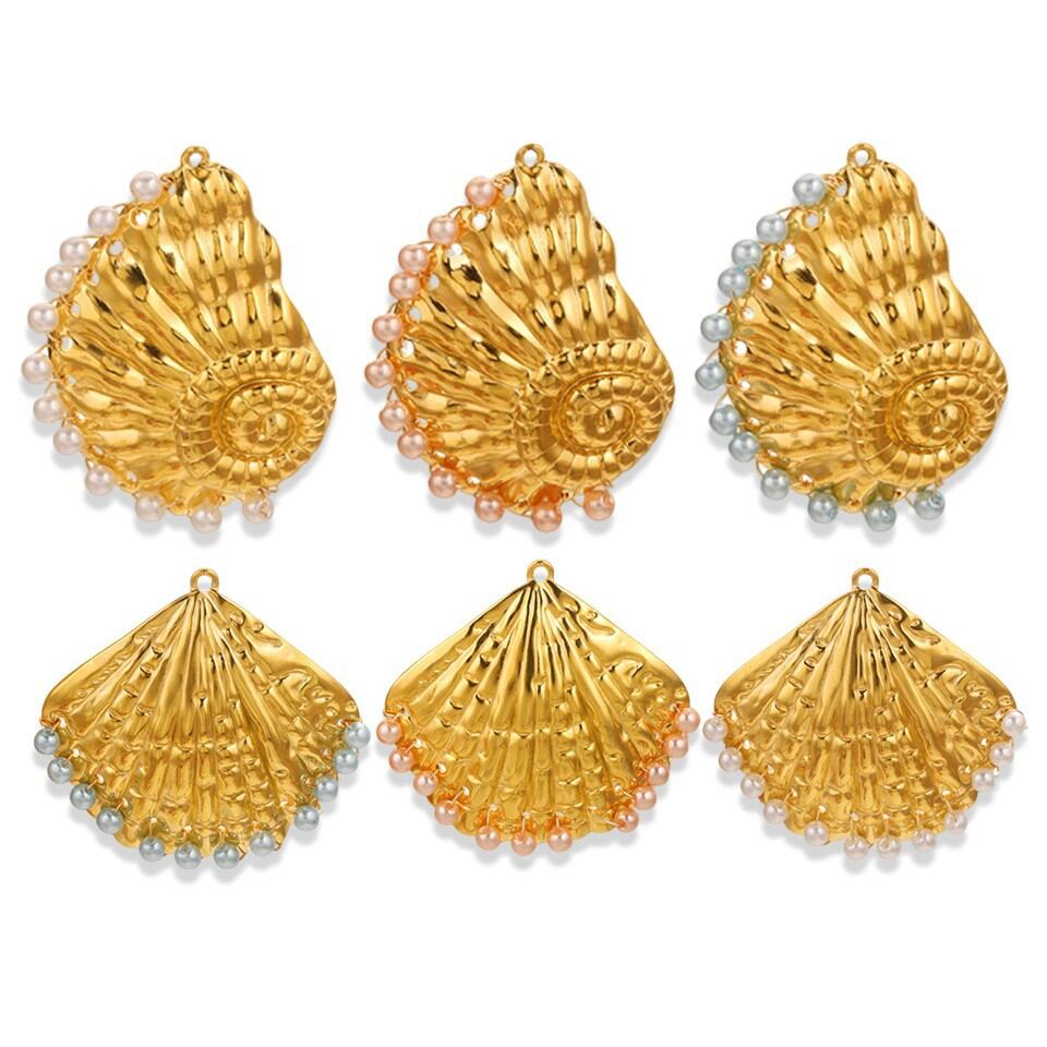 1 pezzo di eleganti pendenti da donna in acciaio inossidabile a forma di conchiglia, impermeabili