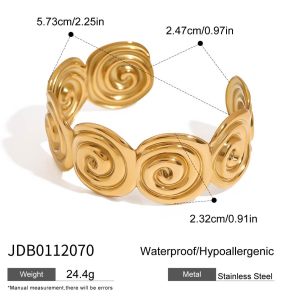 Retro Stainless Steel Waterproof Gold Color  Cuff Bracelets h5 Picture2