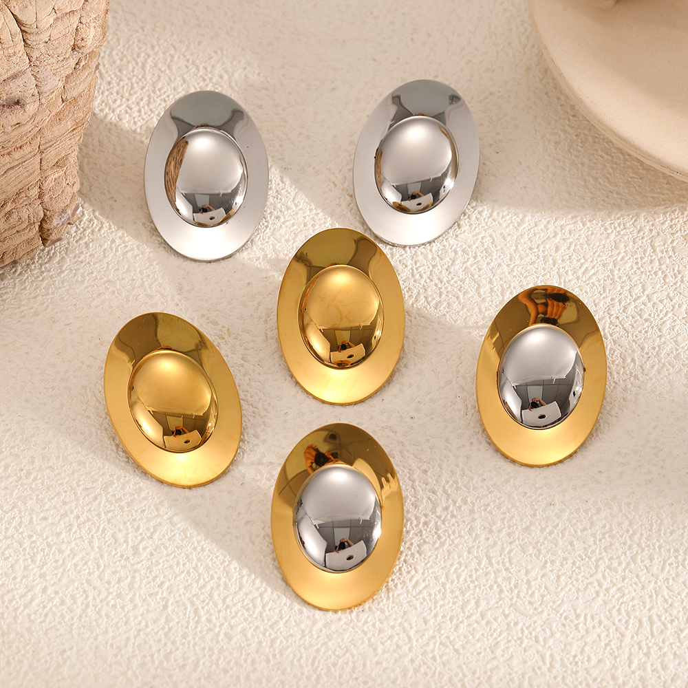 Geometric Stainless Steel Waterproof Gold Color Stud Earrings 2