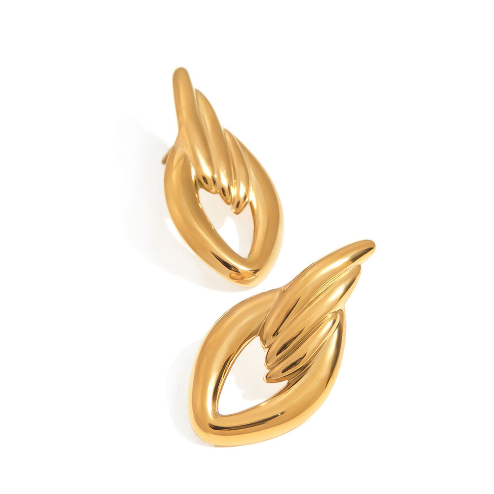 style geometric stainless steel gold color stud earrings
