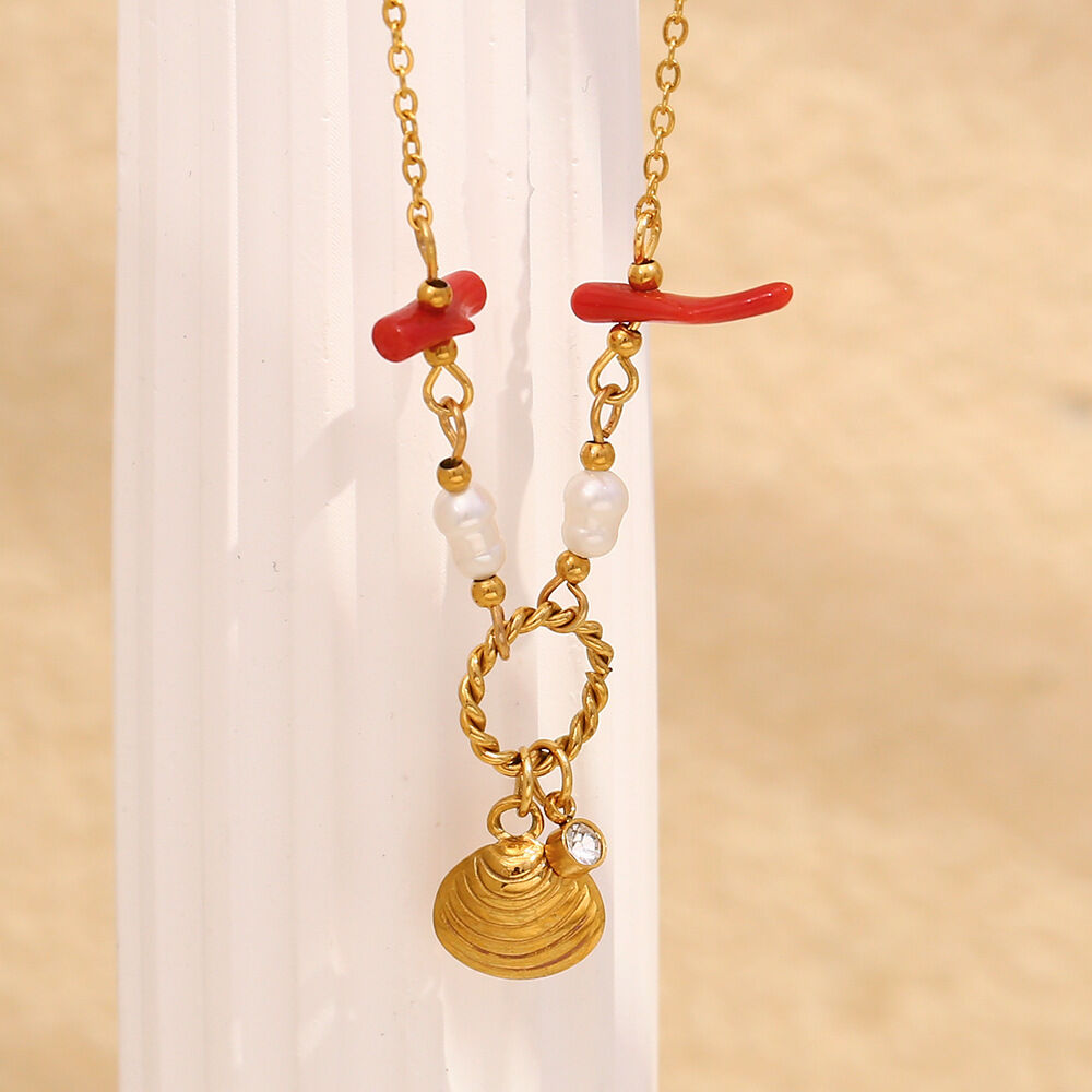 Vacation Stainless Steel Waterproof Gold Color Pendant Necklaces