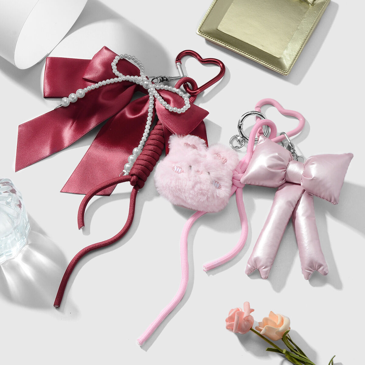 1 Piece Sweet Beaded Bow Bag Charms 2