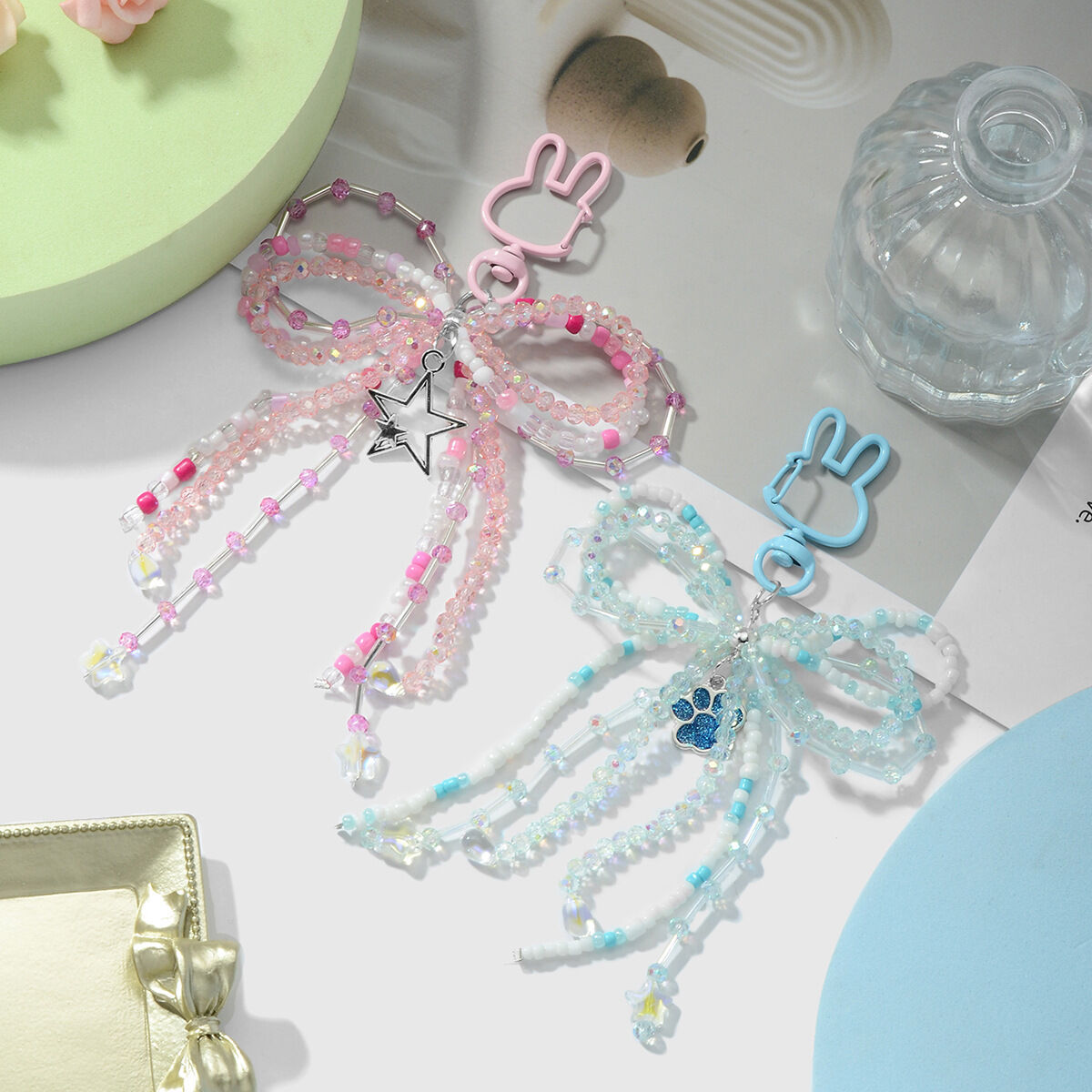 Sweet Beaded Bow Bag Charms 2