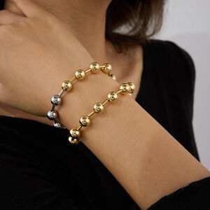 braccialetti in acciaio inossidabile color oro con perline stile h5 Immagine3