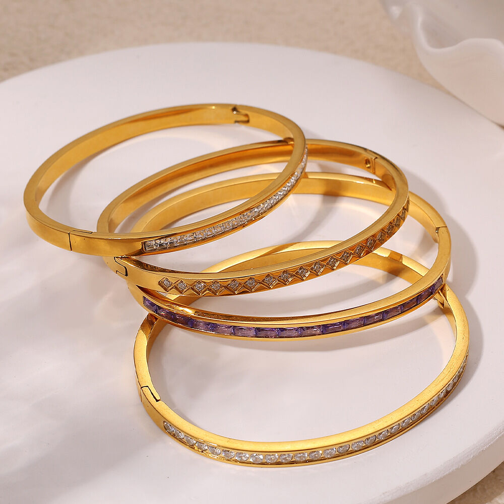 Classic Stainless Steel Waterproof Gold Color Bangles h5 Picture3