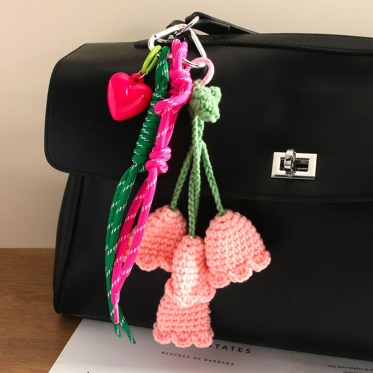 Romantische Serie Handgefertigter Wollblumen-Taschenanhänger