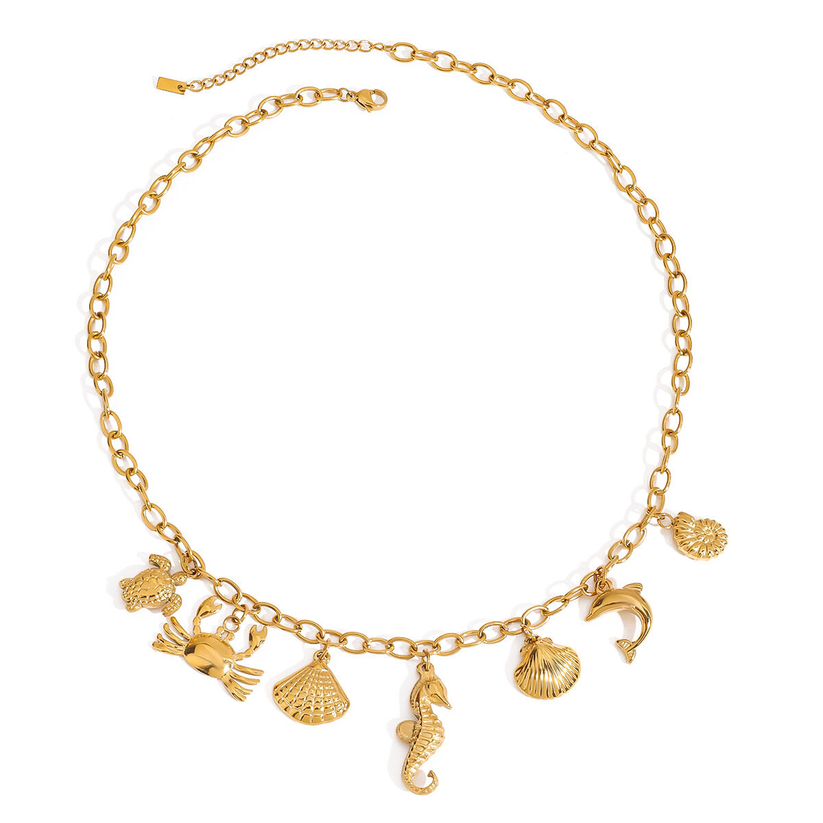 Oceanic Stainless Steel Waterproof Gold Color Pendant Necklace h5 
