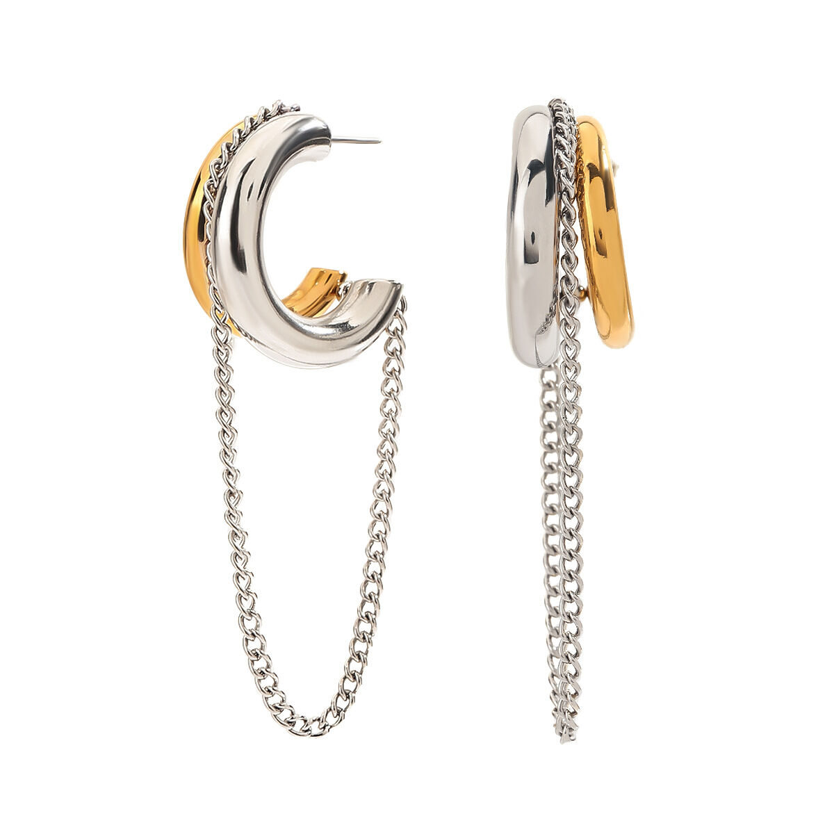 1 paio di orecchini pendenti da donna in acciaio inossidabile color oro con nappa, stile , serie semplice