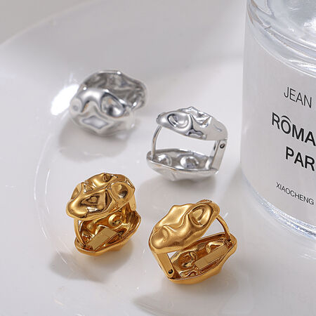 Geometric Titanium Steel Gold Color Stud Earrings