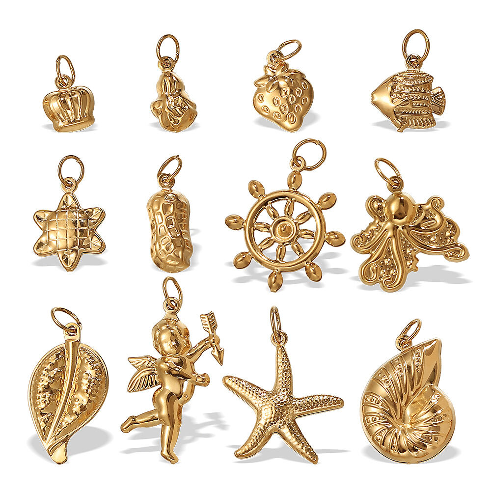 Marine Organism Titanium Steel Gold Color Hollow Women's Pendants h5 Picture5
