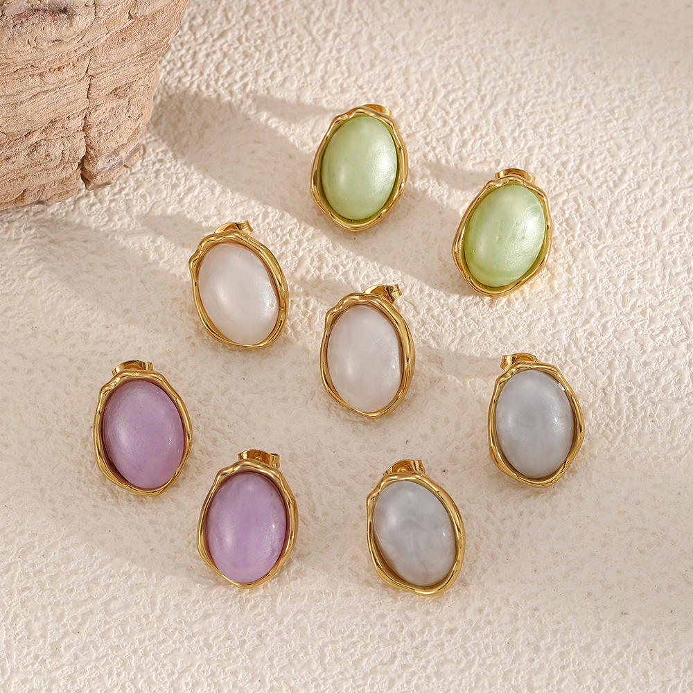 Stainless Steel Waterproof Gold Color Stud Earrings