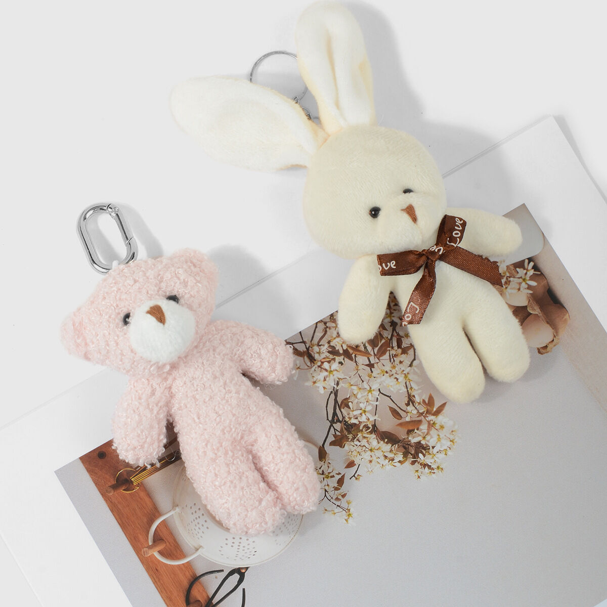 1 Piece Cute Plush Mini Doll Bear Bunny Bag charms