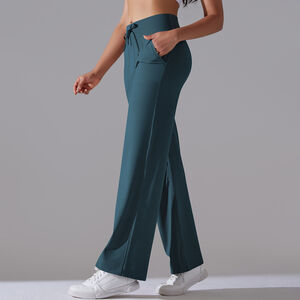 1 Piece Solid Colored High End Elastic Loose Casual Women's Sports Long Pants h5 Picture3