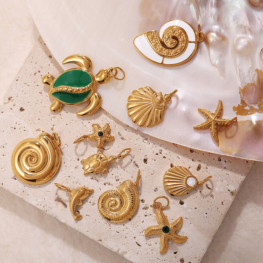 Lustrous Shell Titanium Steel Gold Color Women's Pendants
