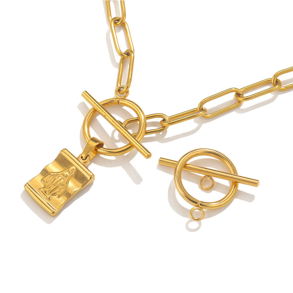 1 Piece DIY O&T Shape Clasp Stainless Steel Waterproof Gold Color Women's Pendants h5 Picture4